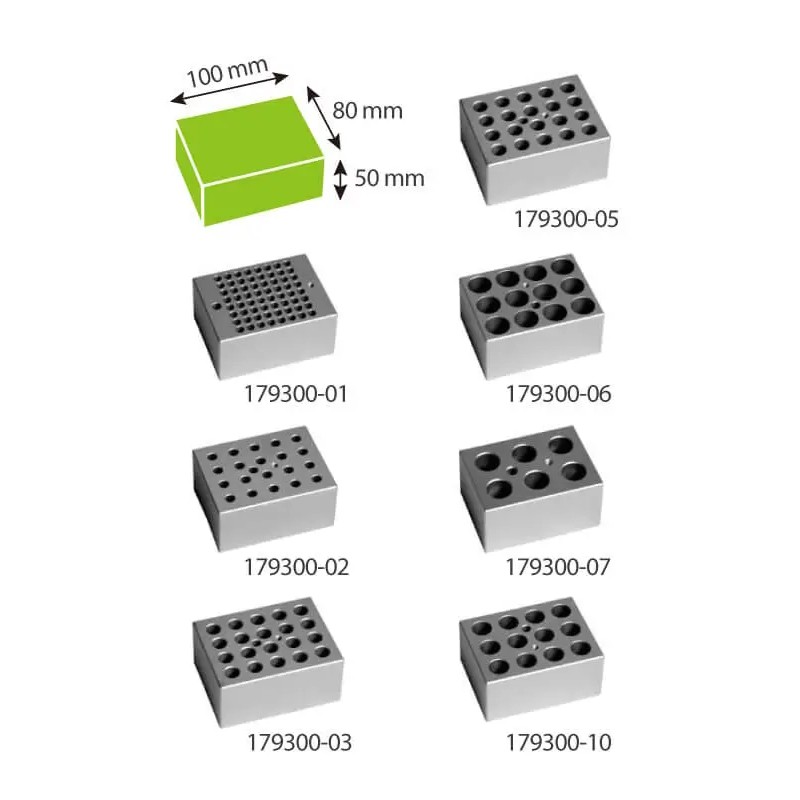 Heating block for 12 x 12 or 13 mm tubes