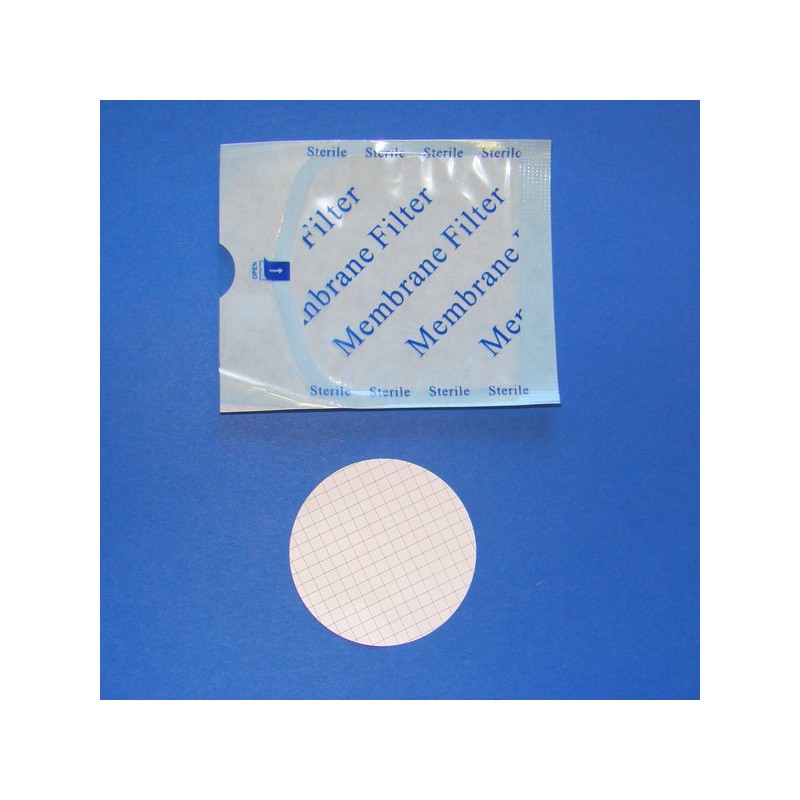 Membrana MCE bianca reticolata sterile, pori 0,22 µm, diametro 47 mm, CON PAD.