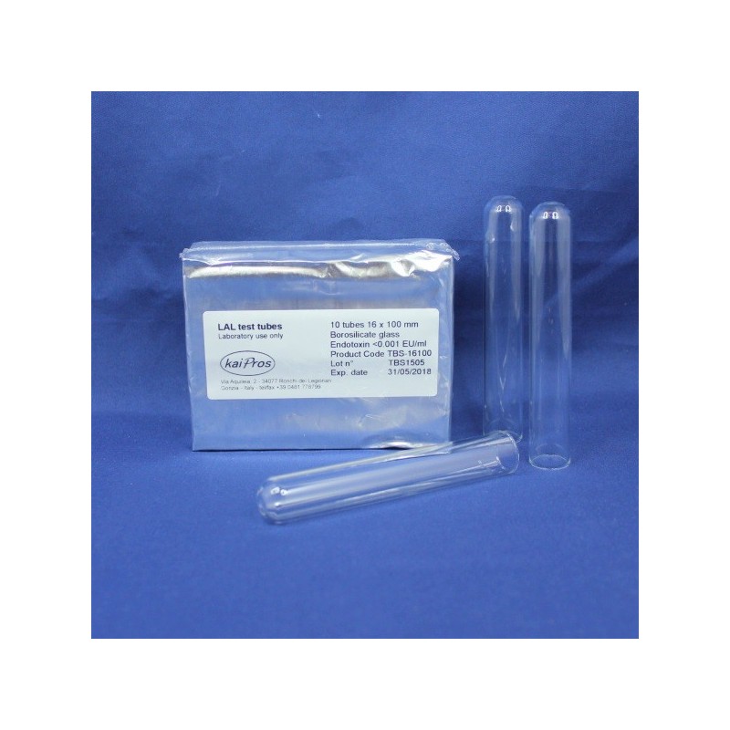 Provette in vetro borosilicato 16 x 100 mm, sterili apirogene certificate