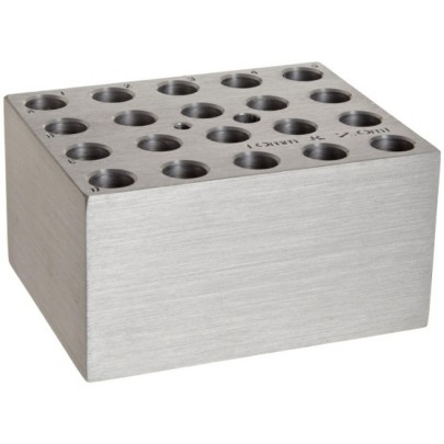 Heating block for 20 x 10 mm tubes or 20 x 2.0 ml tubes