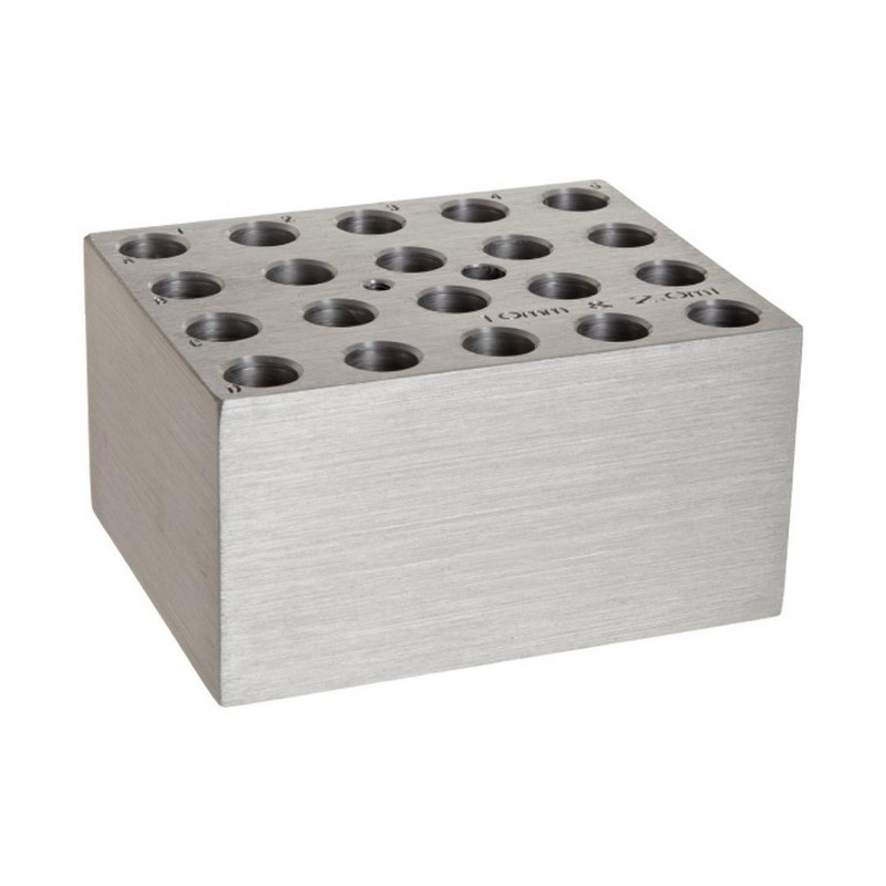 Heating block for 20 x 10 mm tubes or 20 x 2.0 ml tubes